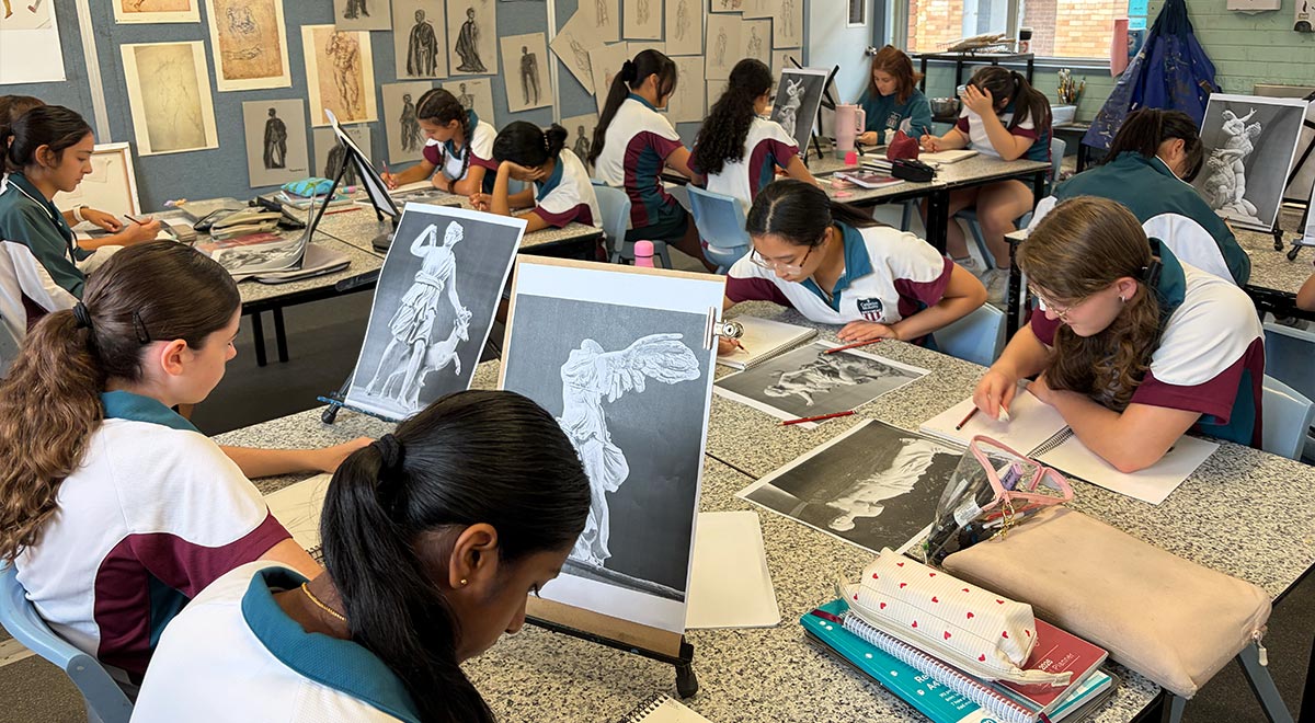 Year 10 Visual Arts students in class this month.