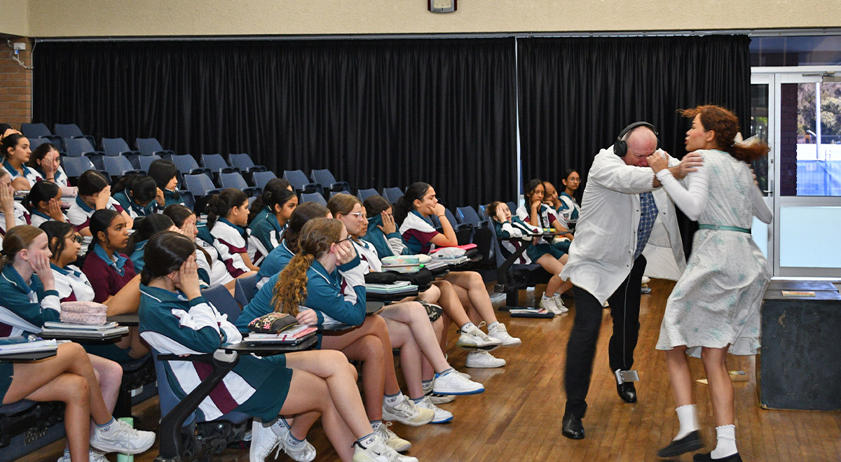 Actors performing Flowers for Algernon