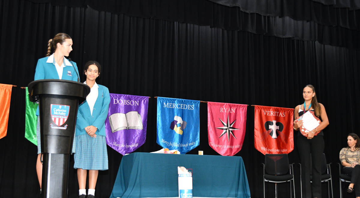 The School Captains congratulated Lea on her announcement as Dux of 2024.